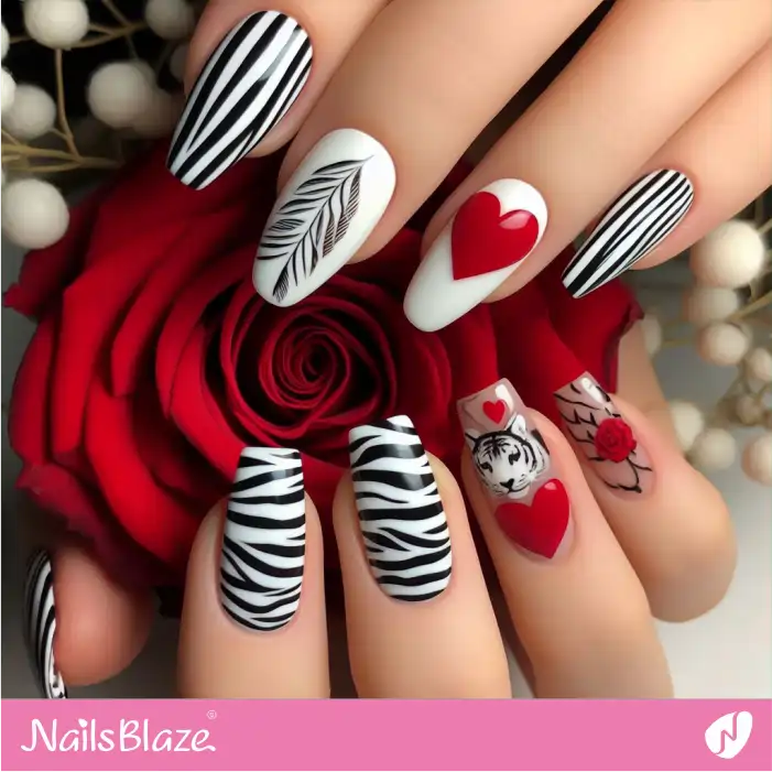 Zebra Stripes for Valentine's Day | Animal Print Nails - NB2456
